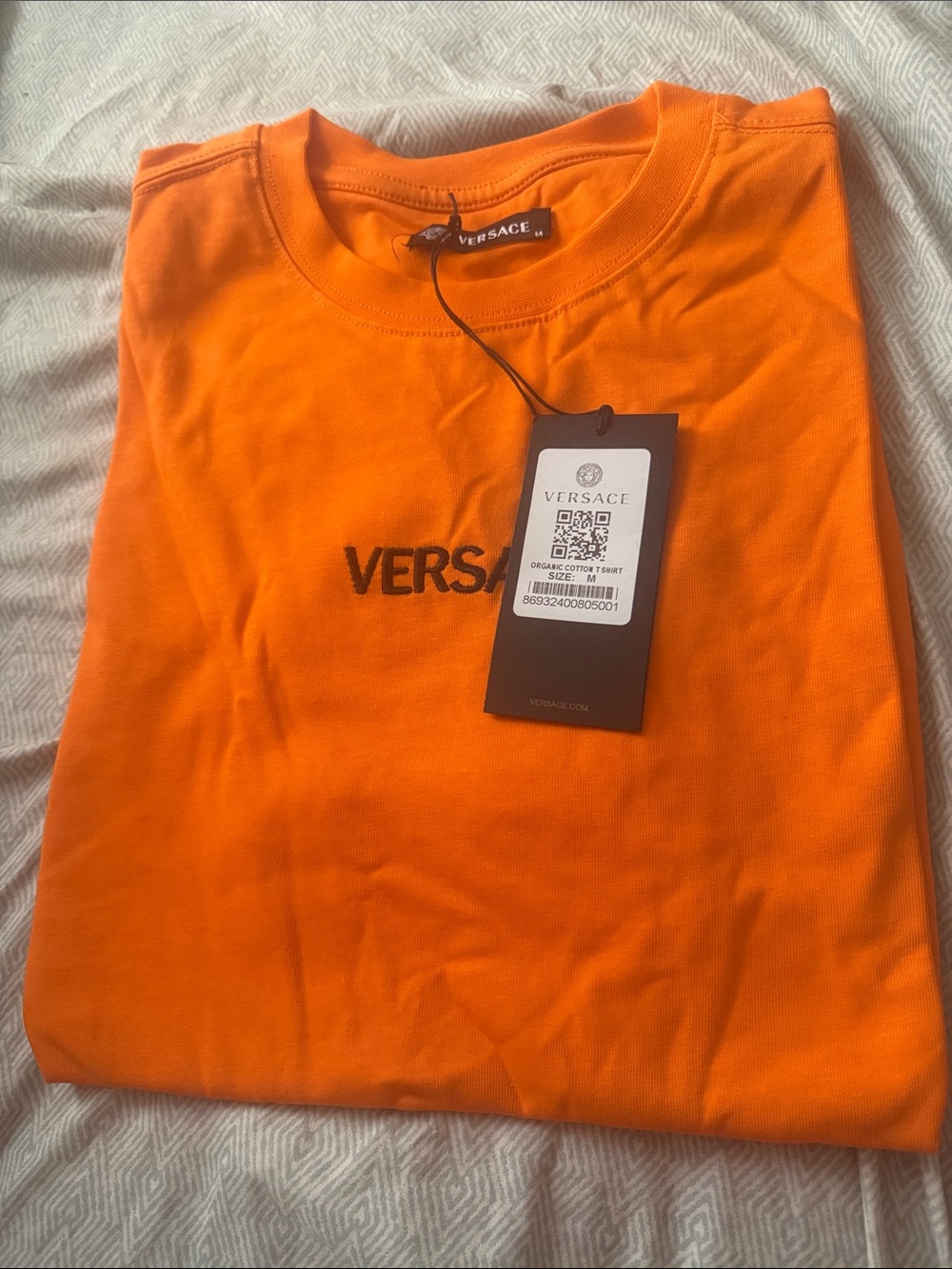Versace Bright Orange Short-Sleeve Logo Tee